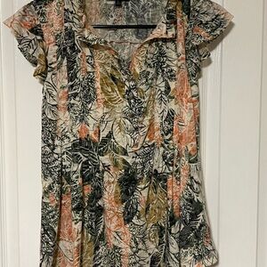 Ava & Grace Pink and Green Flutter Sleeve Blouse